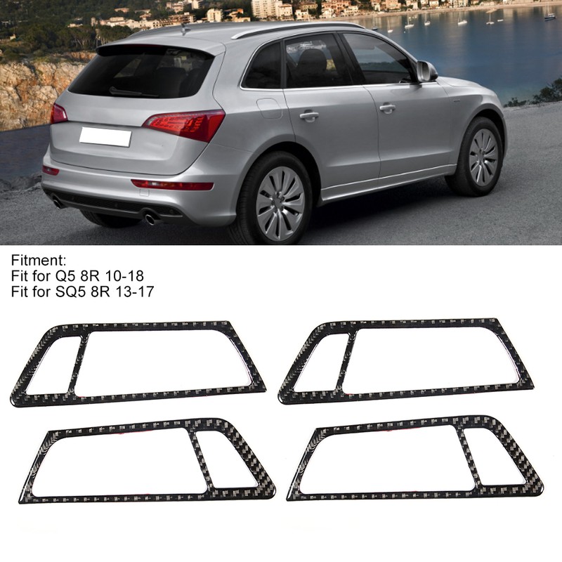 4Pcs Carbon Fiber Car Interior Door Handle Frame Cover Trim