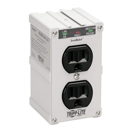 Tripp Lite Tripp Lite Isobar ISOBLOK2-0 Heavy Duty Outlet Extender, Wall Power Strip Surge Protector, 2 Outlets, Direct Plug-in, White, Metal Power Strip, Industrial Garage Work Shop Bench