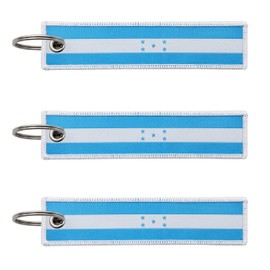 LLBFHH 3 Pcs Honduras Honduran Country Flag Keychain,Woven label Key Chains for Car Keys,Fabric Key Chains Men and Women,Used for Various Decorations.