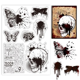 GLOBLELAND Butterfly and Skeleton Clear Stamps for Cards Making Scenery and Animals Clear Stamp Seals Transparent Stamps for DIY Scrapbooking Photo Album Journal Home Decoration