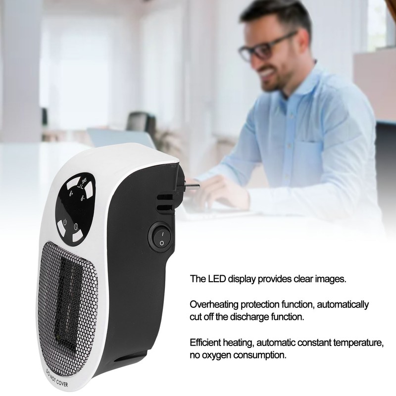 500W Black and White Mini Electric Heater Portable Wall Mounted