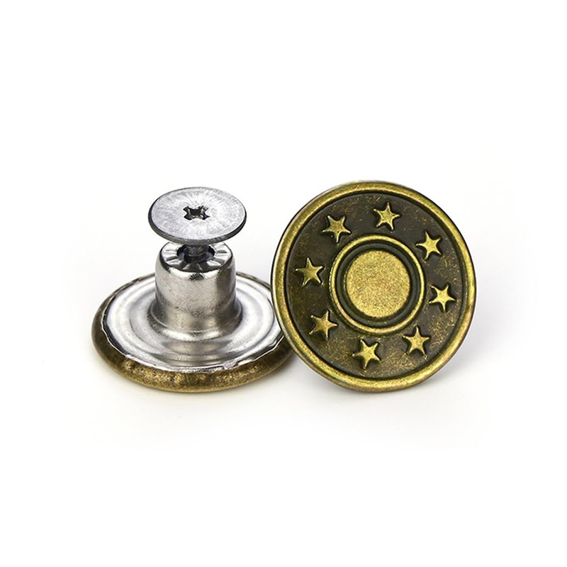 TSZYYM 100 Sets Buttons for Jeans,No-Sew Removable Adjustable Metal Jean