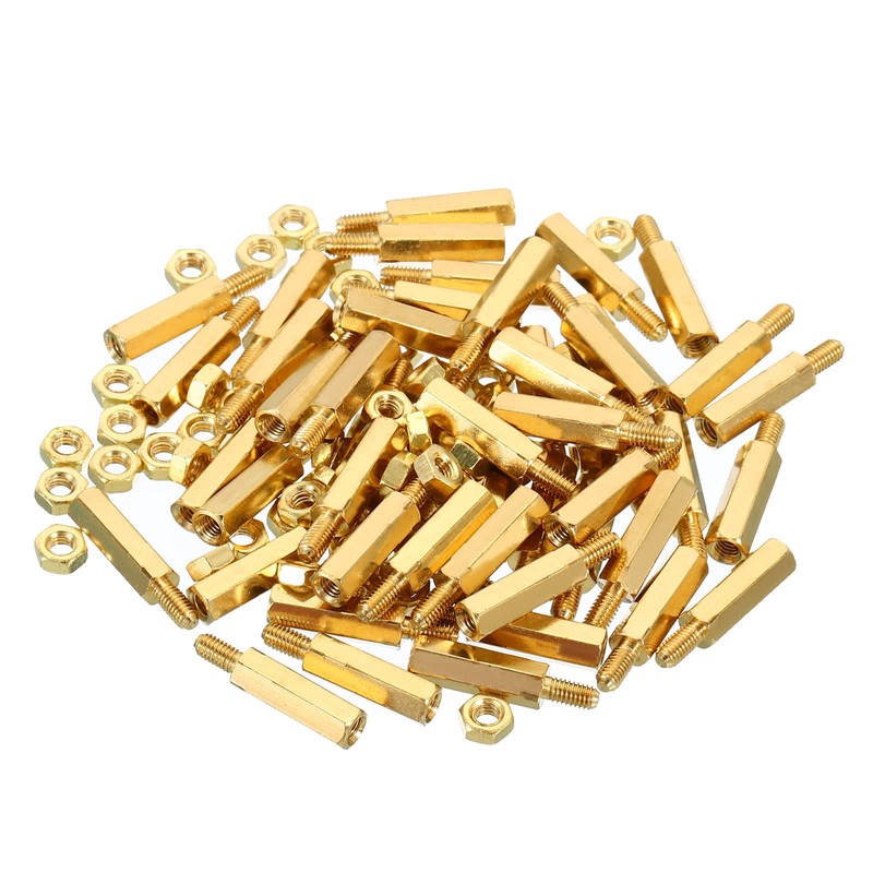 PATIKIL 15mm+6mm M3 Standoff Screws, 100 Pack Brass Hex PCB