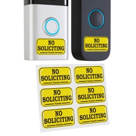 Small No Soliciting Signs for House, Front Door, Doorbell, Epoxy Stickers, 3D Clear Epoxy Resin Dome Stickers, 1.4"×0.71" Size (Yellow)