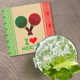 Unbranded I Love Mexico 4'' X 4'' Square Wooden Coaster