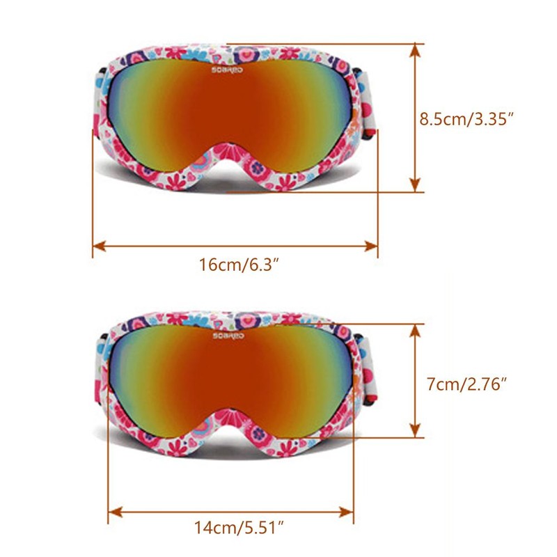 Kids Ski Goggles Over Glasses Colorful Snowboard Goggles Dual Lens