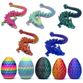 Niville 5PCS 3D Printed Dragon Eggs with Dragon Inside, 2 Style Mini Mystery Dragon Egg Articulated Crystal Dragon Toy, Easter Eggs - Unique Gift Idea for Children & Fantasy Lovers (Multicolor1-5PCS)