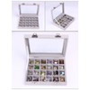 SPIEA 24 Compartments Accessory Box, Velvet-like Jewelry Case, Ear Ornaments,