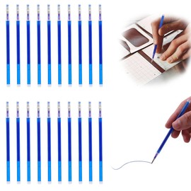 JEYORZY Pack of 20 Erasable Refills, Compatible with Pilot FriXion Ball & Clicker & Eberhard Faber, Replacement Refill for Gel Pen, Erasable, Tip 0.7 mm, Refill with Erasable Ink (Blue, 20)