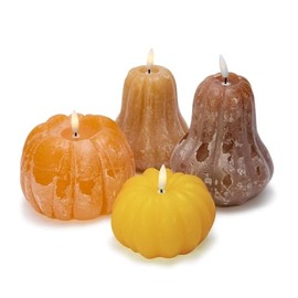 Two's Company Flameless Pumpkin LED Decor Candles, 5.75-Inch, Wax, Multicolor, Set of 4