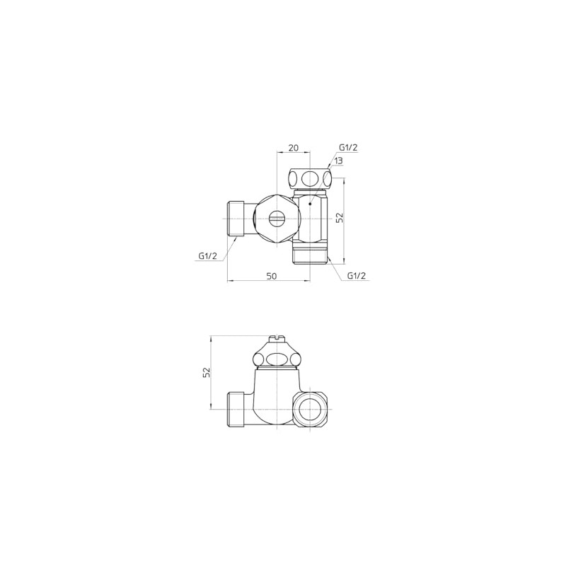SANEI B260D-R-13 D-Type Branch Valve Driver Handle Shut-off Valve Connection