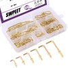 Swpeet 120Pcs 6 Sizes Gold Brass Plated Metal Screw-in Square
