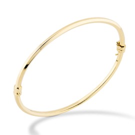 Miabella 18K Gold Over Sterling Silver Italian Oval Hinged Bangle Bracelet for Women, 6.75 to 8 Inch, 925 Made in Italy (Large - 8 Inches)