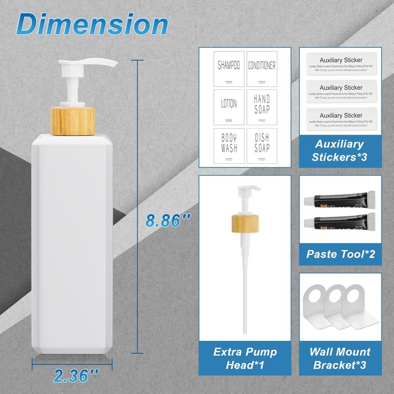 VITVITI Shampoo and Conditioner Dispenser, 17OZ Refillable Shower Soap Dispenser