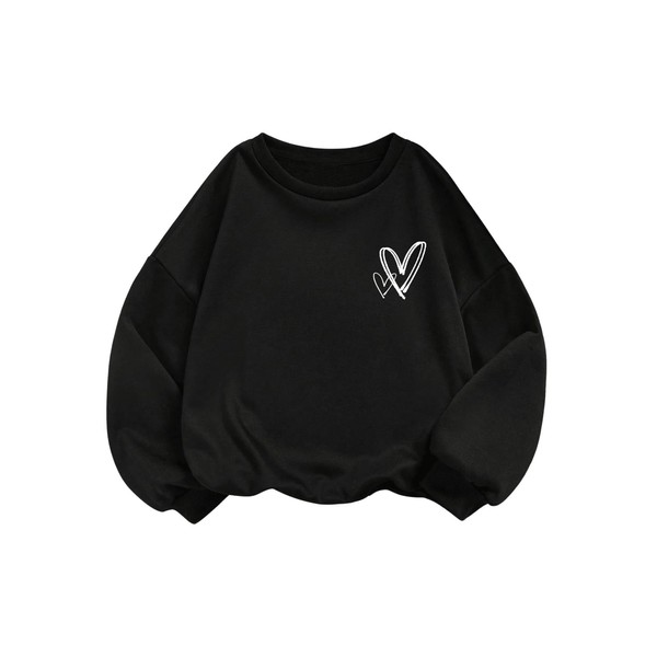 SweatyRocks Girl's Graphic Sweatshirts Crewneck Drop Shoulder Long Sleeve Pullovers