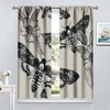 SENRUEGT Black Skull Moth Curtains,Vintage Gothic Scary Black Flower Botany