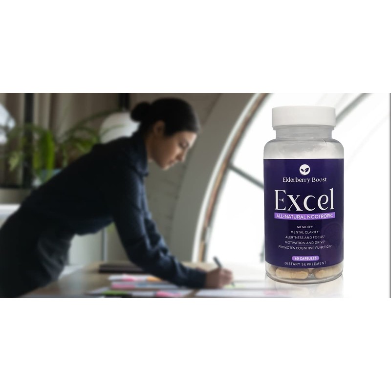 Elderberry Boost Excel - All-Natural Brain Supplement, Increase Productivity, Safe