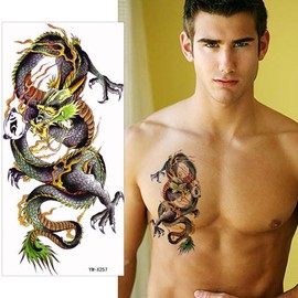 THE FANTASY ymx257 Dragon Tattoo Stickers, Unisex, For Ages 3 and Up, Pack of 5