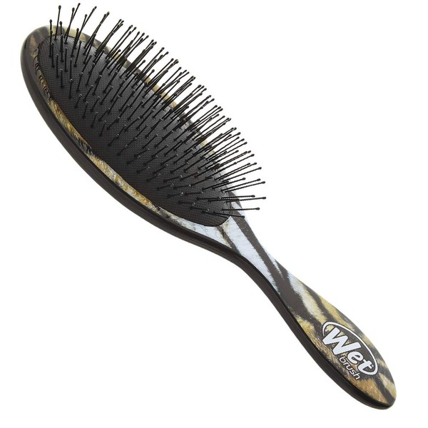 Wet Brush Original Detangler Safari Tiger Printed Hair Brush with UltraSoft IntelliFlex Bristles, Travel Detangling Hair Comb for All Hair Types (Yellow Black) (BWR830SAFTI)