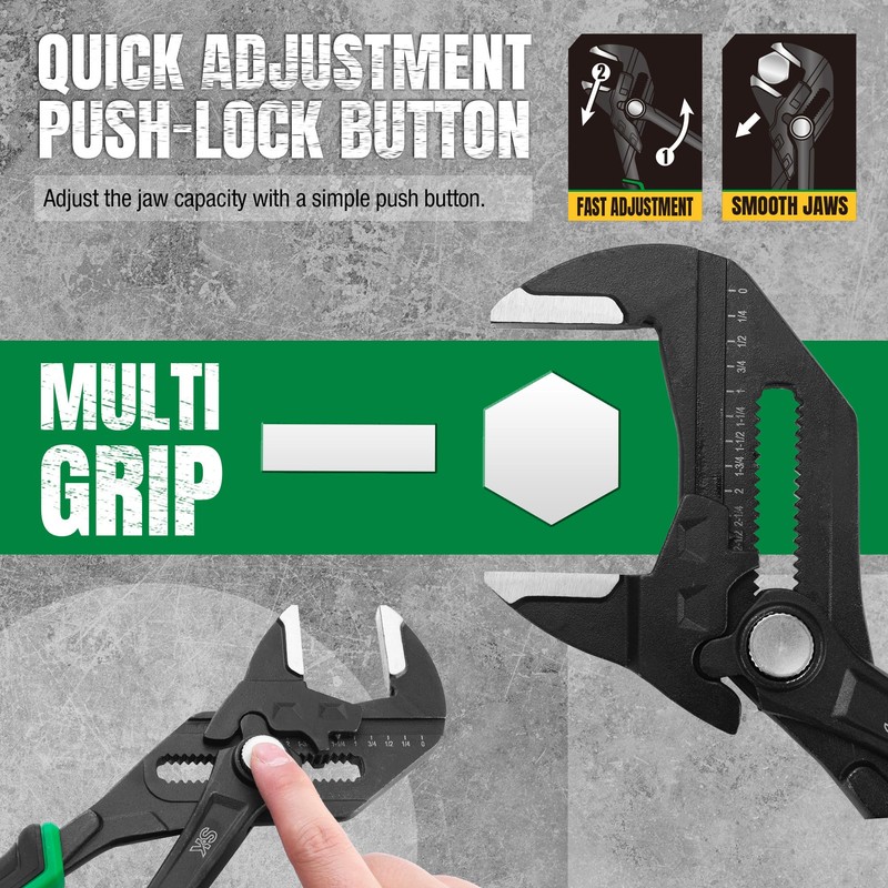 SK 12-Inch Pliers Wrench, Premium CR-V Construction, Smooth Parallel Jaws