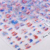 3 Sheets 4th of July Nail Art Stickers Decals Red