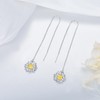 Daisy Earrings Sterling Silver Daisy Threader Earrings Pull Through Chain