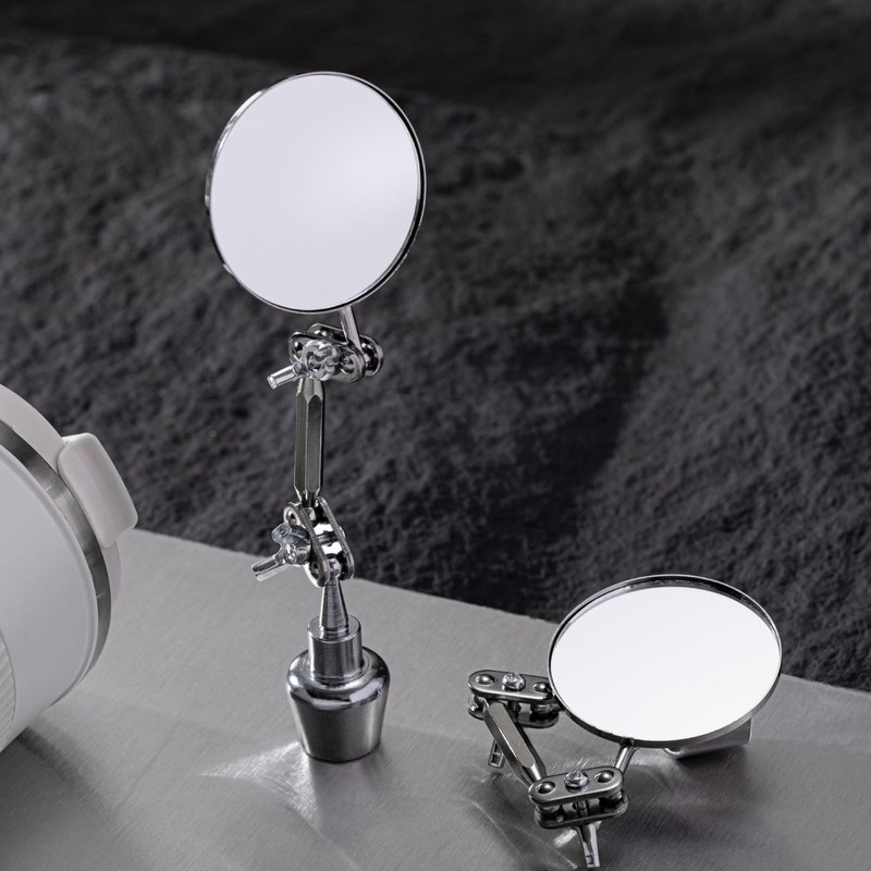 Kingdder 2 Pcs Circular Inspection Mirrors Magnetic Base Welding Mirror