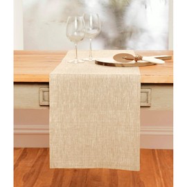 Solino Home Linen Table Runner 144 Inches Long – 100% Pure Linen Champagne Beige Table Runner 14 x 144 Inch – Machine Washable Dining Table Runner for Fall, Thanksgiving, Christmas Decor – Athena