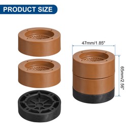 sourcing map Round Furniture Risers 4 Set, Height 2.36" Adjustable Bed Lifts Risers for Bed Frame, Table, Desk, Couch Leg, Chair Risers, Supports 1300 Lbs, Brown