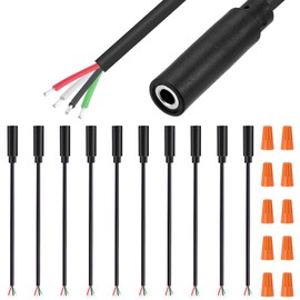 DKARDU Replacement 3.5mm Female Plug to Bare Wire, 1/8" Female Jack Connector to Open End TRRS 4 Pole Mono Audio Cable for Headphone, Headset, Earphone with Wire End Caps (10 Pack)