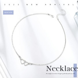 JEAIRTS Rhinestone Choker Necklace Sparkly Heart Chokers Minimalist Love Necklaces Crystal Chain Party Prom Jewelry for Women