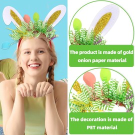 Happy Easter Day Headband Cute Colorful Headband with Easter Themed Bracelet and Easter Temporary Tattoos Stickers Easter Supplies Kit