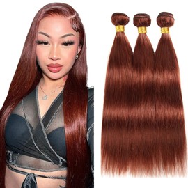 Color 33 Bundle Copper Straight Human Hair Bundles Color 33 Auburn Brown 3 Bundles 18 20 22 Inch Reddish Brown Straight Bundle Copper Red Hair Weave 300G