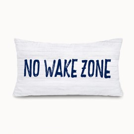 Znzd Nautical Decor,Funny No Wake Zone Nautical Throw Pillow Cover Pillowcase,12x20 Inch Decor,Lake House Adventure Farmhouse Porch Sofa Bed Home Decoration