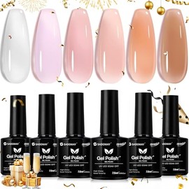 SADOWAY Esmalte en Gel Kit: Juego de 6 Colores de Esmalte de Gel Desnudo Todas Las Estaciones Tonos de Piel Rosa Marrón(6 colors Whispers of Love) (6 