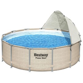 Bestway Pool Canopy Sunshade | Compatible with Round above Ground Swimming Pools Between 10’-18’ in Diameter