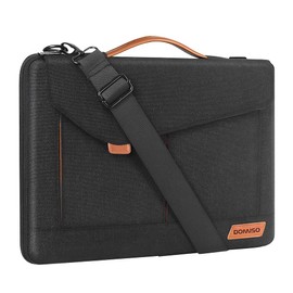 DOMISO 13 Inch Laptop Sleeve Water Resistant Business Briefcase Carrying Shoulder Bag for Acer Aspire/Swift, ASUS Vivobook/Zenbook 14, Black