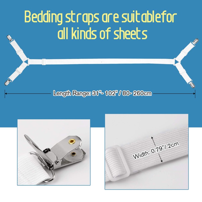 Wadeo Bed Sheet Tensioner Bed Sheet Clips, Elastic Straps for