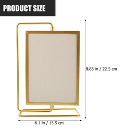 VOSAREA Metal Photo Frame Floating Photo Frame Gold Photo Frames Retro Photo Holder Office Picture Frame Desktop Decor Gold Photo Frames A4 Frame Floating Picture Frames (8.84X6.09X2.67 Inch)