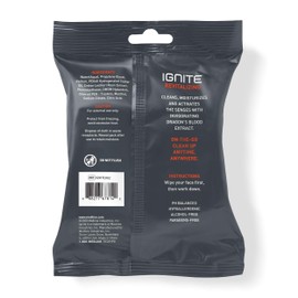 Ignite Mens Body Wet Wipes, Extra Thick 8" x 8" Shower Wipes, Revitalizing Scent, 10 Count