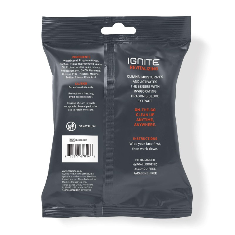 Ignite Mens Body Wet Wipes, Extra Thick 8" x 8"
