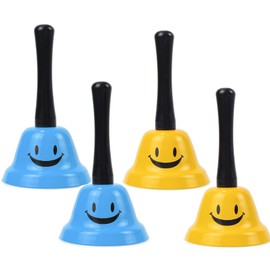 Pack of 4 Hand Bell, Reception Bell, Stainless Steel Chrome Bell Kitchen Bells, Hand Bell for Restaurant, Kitchen, Hotel, Wedding Party, Christmas Party, Costume Party, Festival