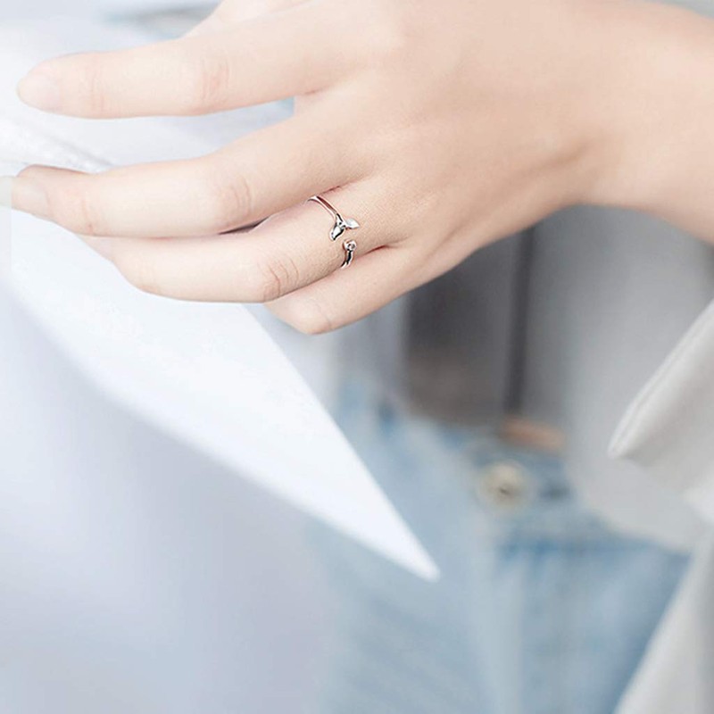 niumanery 925 Sterling Silver Solid Ring Exquisite Whale Tail Plain