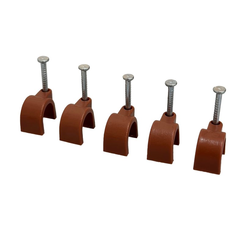 Brown Round Cable Clips 12mm- 50 Pieces