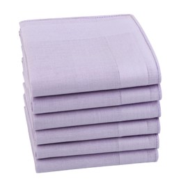 HOULIFE Men's Cotton Handkerchiefs, Solid Color 100% 60S Soft Cotton Hankies for Men Women 6/12PCS 15.7"×15.7" (Light Purple, 6 PCS)