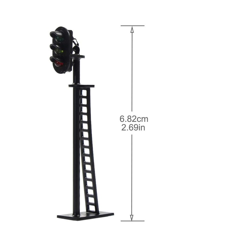5pcs Model Railway 3-Light Block Signals G/Y/R HO Scale 6.8cm