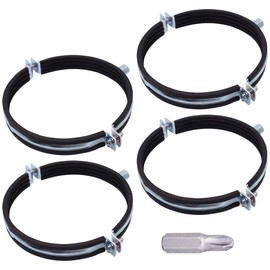 SKIR'CO 4 x Black Rubber Coated Pipe Clamps for 138-142mm Pipes