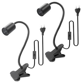 WPQIUZS Pack of 2 E27 Clamp Light 360° Adjustable Gooseneck Lamp Clamp Lamp Holder with Clip and Plug LED Clamp Light Bed with 240 cm Cable Desk Lamp Holder with Clip Reading Light