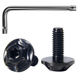 Litorange Titanium Alloy Number Plate Bolts Star-shaped Hex Hole Bolts with Number Frame Titanium Alloy Security Anti-theft Screws M6 2-piece Set (Black)