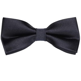 iHomor 100% Silk Mens Bow tie Bowtie Tuxedo Wedding Solid Color Formal Bow Ties for Man (blacksilk)